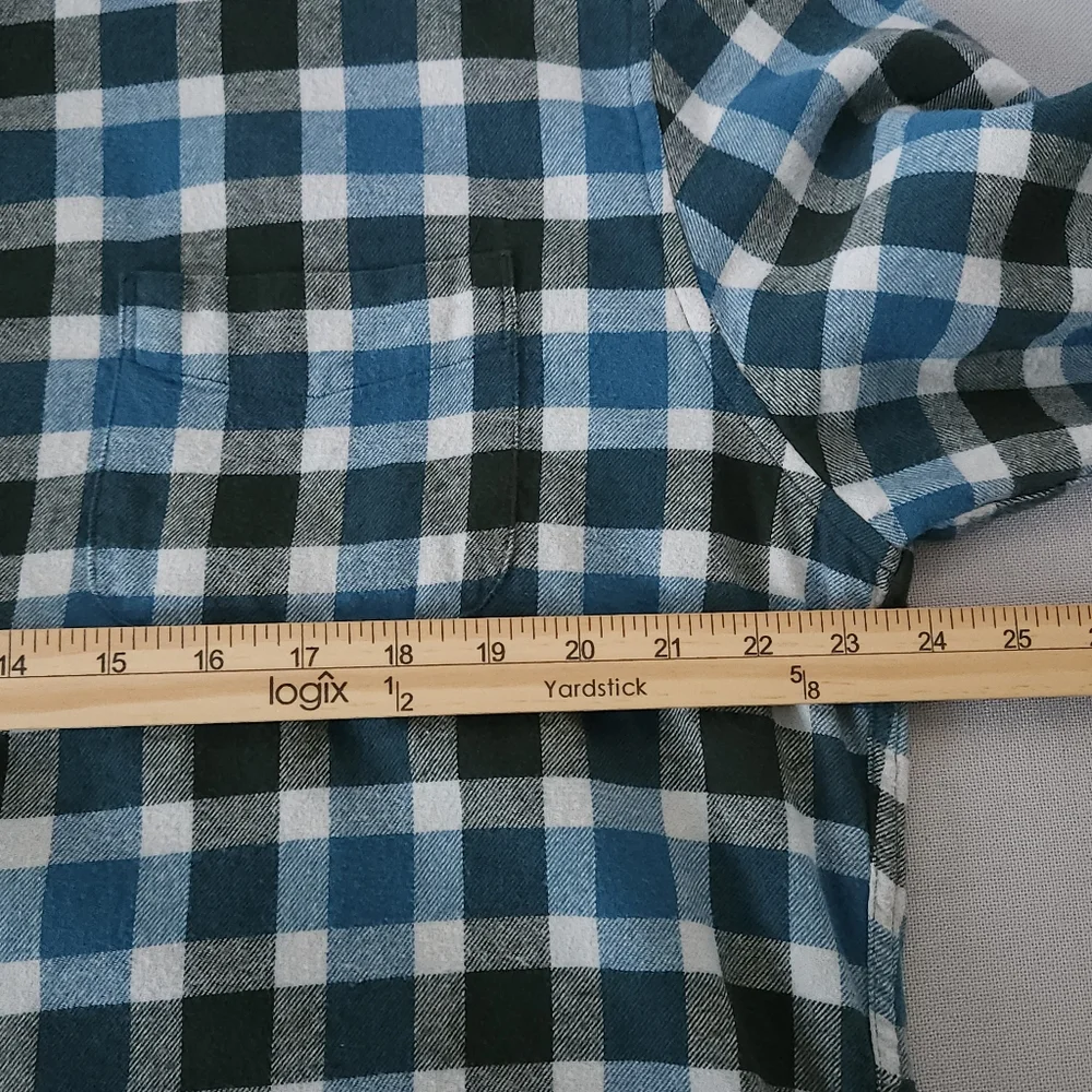 J.Crew Men’s Flannel Shirt Classic Fit‎ XL Blue Green Buffalo Check Plaid